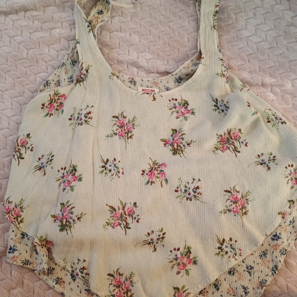 Mossimo Supply Co. Floral Tank Top - Cream and Pink
